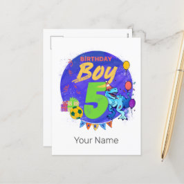Happy Birthday Boy 5. Geburtstag Dinosaurier Feiertagspostkarte