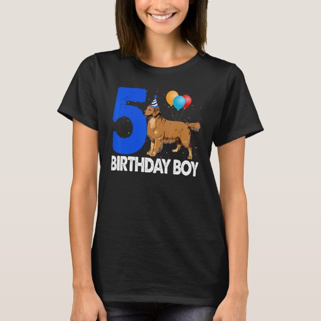 Happy Birthday Boy 5 Golden Retriever Hund T-Shirt (Vorderseite)