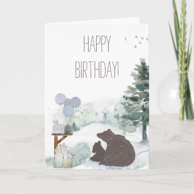 Happy Birthday Boy Woodland Forest Animals Karte (Vorderseite)