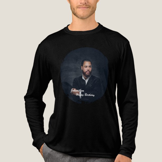 Happy Birthday Boyfriend Girlfriend Photo Custom Tri-Blend Shirt (Vorderseite)