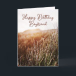 Happy Birthday Boyfriend - Rustic Birthday Card Feiertagskarte<br><div class="desc">Benutzerdefinierte Geburtstagskarte mit rustikalem Sonnenuntergang-Foto mit "Happy Birthday Boyfriend" in Schriftzypografie. Farbige Innenausstattung und Rücken. Auch für Instant Download verfügbar,  um einfach mit Freunden und Familie zu teilen.</div>