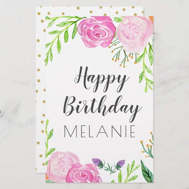 Happy Birthday Briefpapier (Vorne/Hinten)