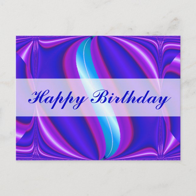 Happy Birthday bright blue Postkarte (Vorderseite)