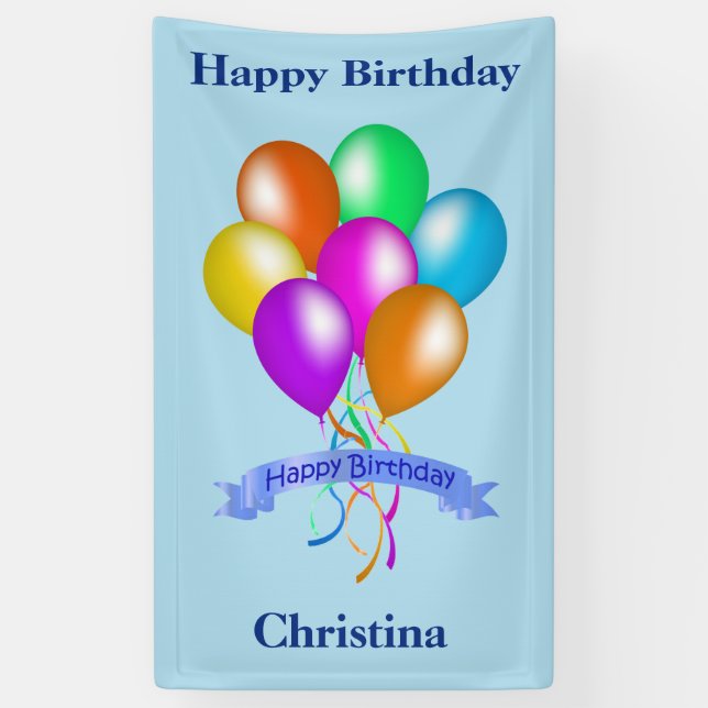 Happy Birthday Bright Bunch Bunte Balloons Banner (Vertikal)
