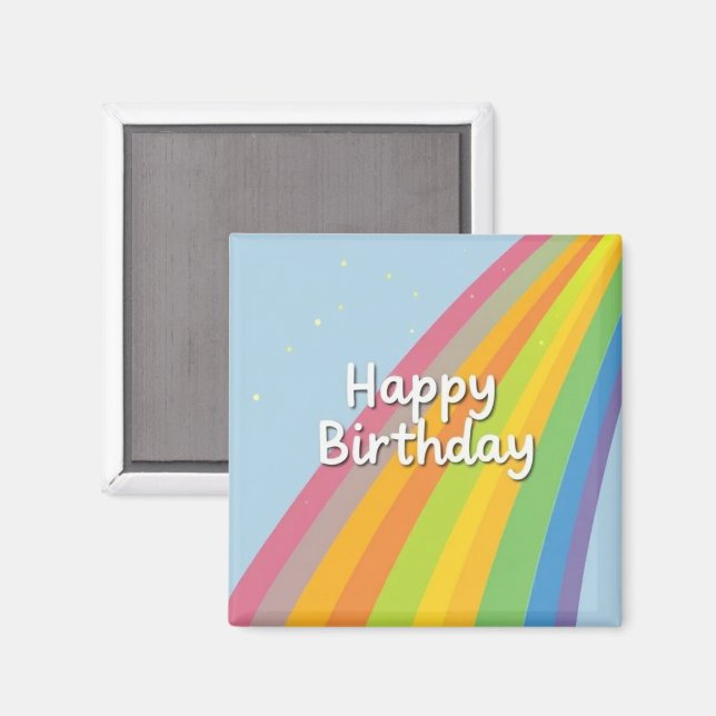 Happy Birthday Bright & Colorful Rainbow Magnet (Vorderseite/Rückseite)