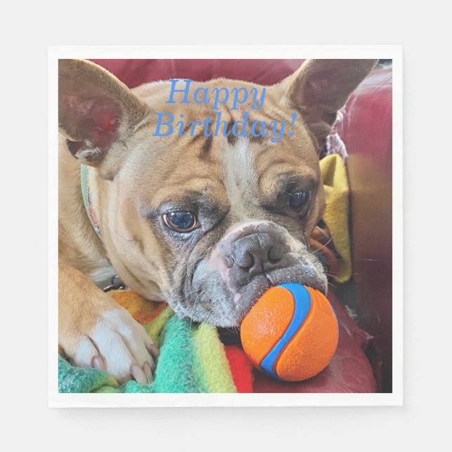 Happy Birthday Brindle Boston Terrier Serviette (Vorderseite)