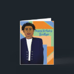 Happy Birthday Brother African American Karte<br><div class="desc">Diese coole Geburtstagskarte zeigt einen afroamerikanischen Mann,  der einen weißen Anzug und eine weiße Krawatte trägt. Holen Sie sich diese einzigartige Geburtstagskarte für Ihren Geburtstag.</div>