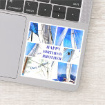 Happy Birthday Brother Artistic White Sails Aufkleber<br><div class="desc">Happy Birthday Brother Artistic White Sails Collage ist eine Collage von Gulet Segel. Väter spielen eine Rolle im Leben jedes Kindes, die nicht von anderen befüllt werden kann. Geben Sie dem Kapitän der Familie für seinen Geburtstag ein nautisches Thema. Perfekte türkische Urlaubssäle für Liebhaber der Ägäis und Segelfreunde über DIE...</div>