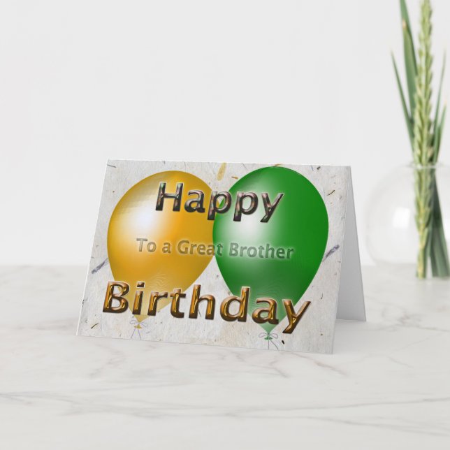 Happy Birthday Brother Balloons Karte (Vorderseite)