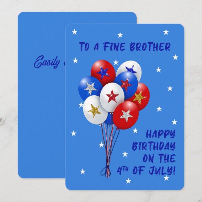 Happy Birthday Brother Juli Patriotic Balloons (Vorne/Hinten)