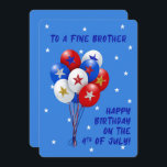 Happy Birthday Brother Juli Patriotic Balloons<br><div class="desc">Für einen patriotischen Bruder wünschen Sie ihm einen schönen Tag mit diesem schönen rot,  weiß und blau Luftballons und Glitzer Sterne Grußkarte! Es ist fabelhaft! Er wird es Liebe geben! Die Kunst von Cherie</div>