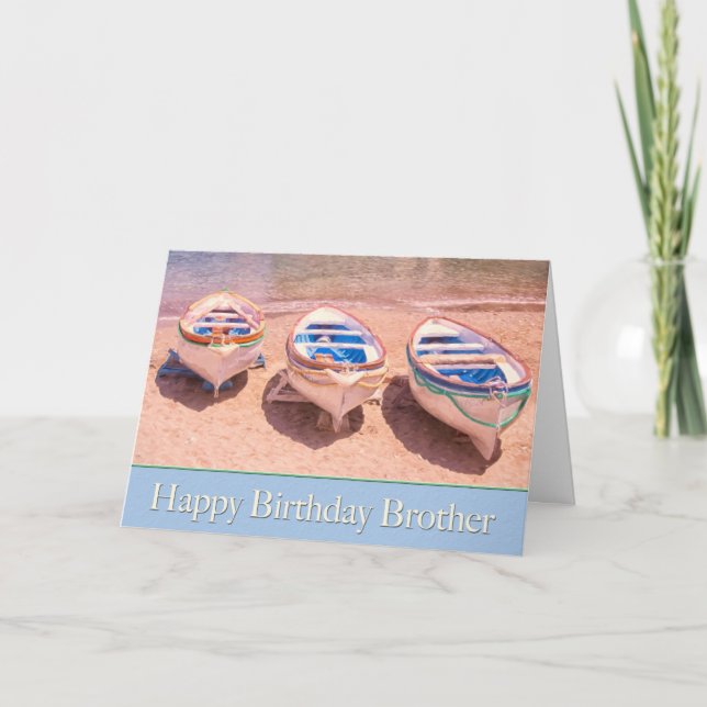 Happy Birthday Brother Row Boats Card Karte (Vorderseite)