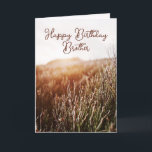 Happy Birthday Brother - Rustic Birthday Card Feiertagskarte<br><div class="desc">Benutzerdefinierte Geburtstagskarte mit rustikalem Sonnenuntergang-Foto mit "Happy Birthday Brother" in Schrift-Typografie. Farbige Innenausstattung und Rücken. Auch für Instant Download verfügbar,  um einfach mit Freunden und Familie zu teilen.</div>