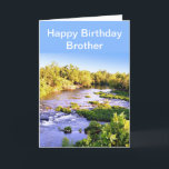 Happy Birthday Brother Shoal Creek Missouri Card Karte<br><div class="desc">Hier ist die perfekte Geburtstagskarte für diesen besonderen Typ, der die Natur oder das Angeln Liebe. Diese Karte wurde aus einem Foto entworfen, das ich von Shoal Creek am Wildcat Park in SW Joplin, Missouri aufgenommen habe. Die Karte hat einen inneren Gruß, den Sie in Ihren eigenen Text ändern können....</div>