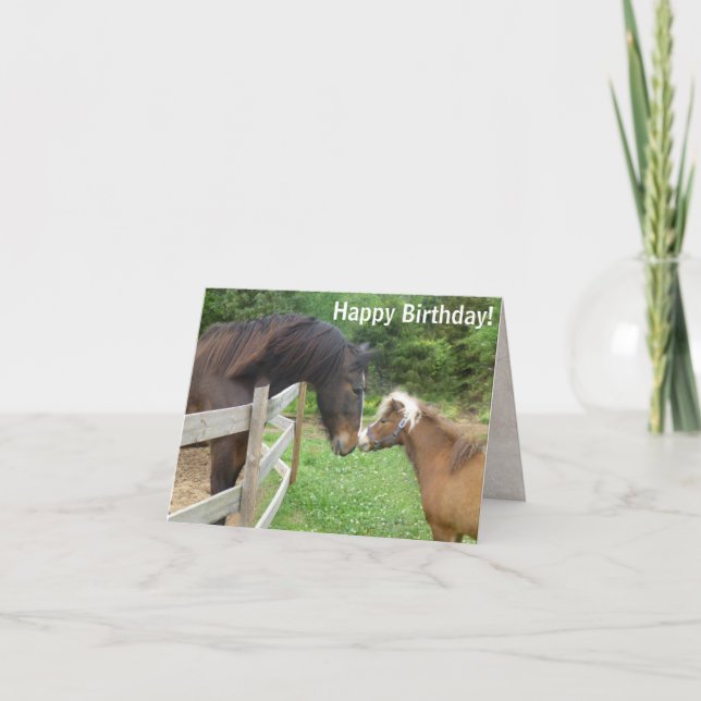 Happy Birthday Brown Miniature Draft Shire Pferd Karte (Vorderseite)