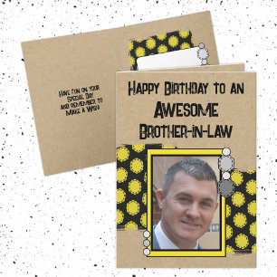Happy Birthday Bruder auf dem Foto gelb Karte