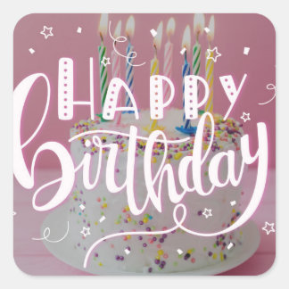 Happy Birthday Buchstaben Konzept Quadratischer Aufkleber