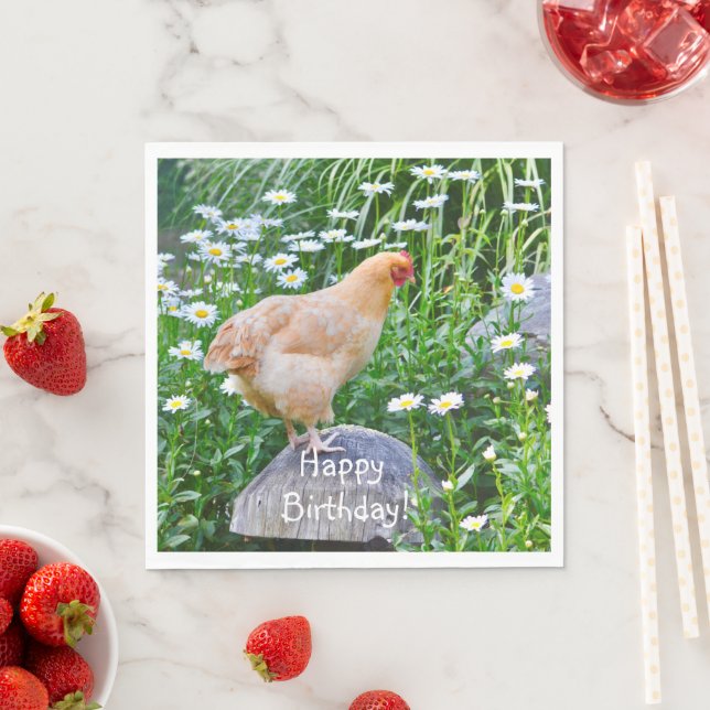 Happy Birthday Buff Orpington Chicken Serviette (Beispiel)