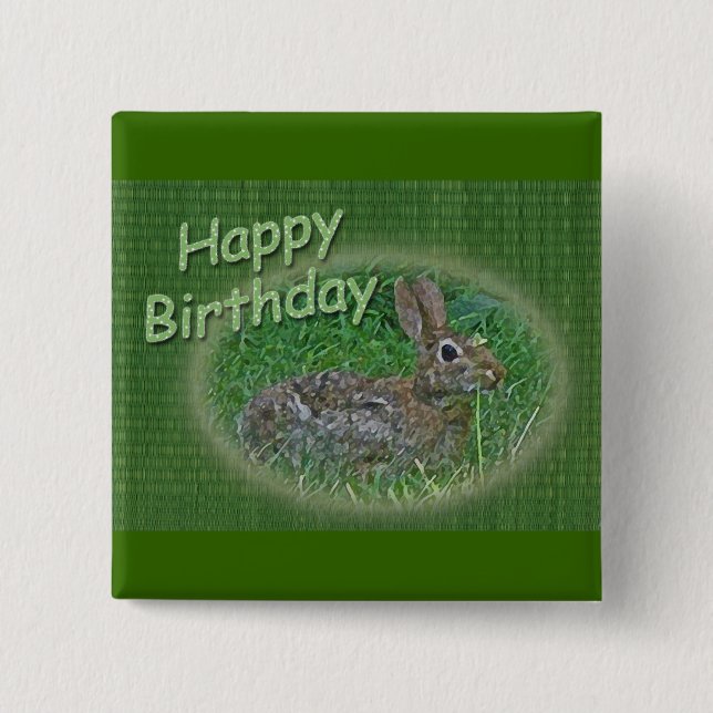 Happy Birthday Bunny Rabbit CordItems Button (Vorderseite)