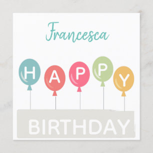 Happy Birthday bunt Ballons individuelle Name Einladung