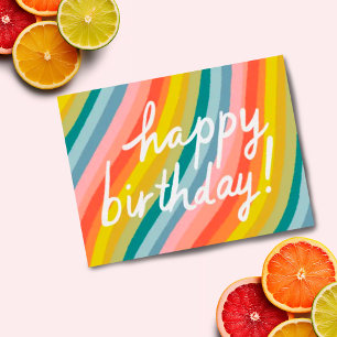 HAPPY BIRTHDAY Bunte Coole & Lustige Regenbogen St Postkarte