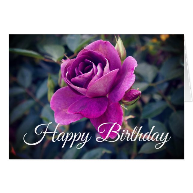 Happy Birthday Burgundy Iceberg Rose #2 Card (Vorderseite (Horizontal))