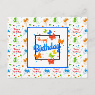 Happy Birthday Butterflies Postkarte