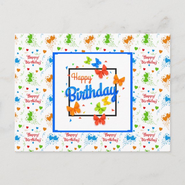 Happy Birthday Butterflies Postkarte (Vorderseite)