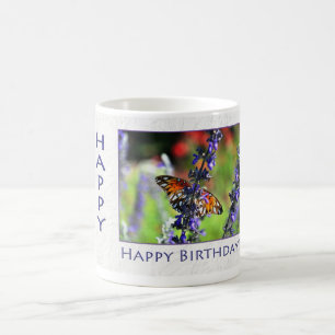 Happy Birthday Butterfly Floral Kaffeetasse