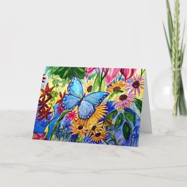 Happy Birthday Butterfly Garden Karte (Vorderseite)