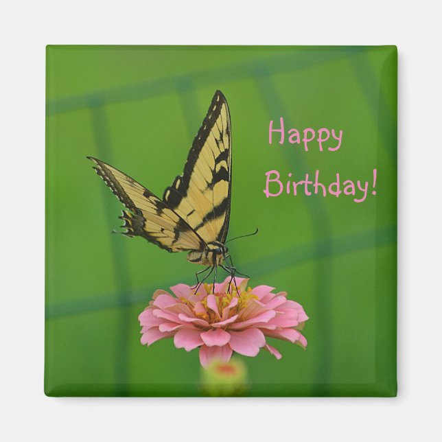 Happy Birthday Butterfly Garden Magnet (Vorne)