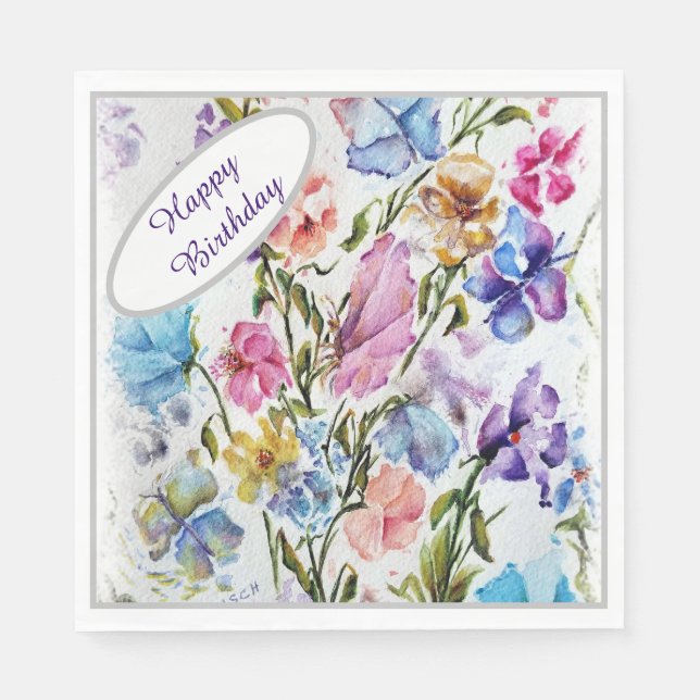Happy Birthday Butterfly GARDEN PARTY Serviette (Vorderseite)