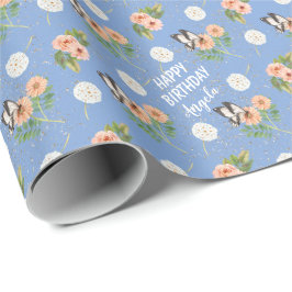 Happy Birthday Butterfly Personalisiert Geschenkpapier