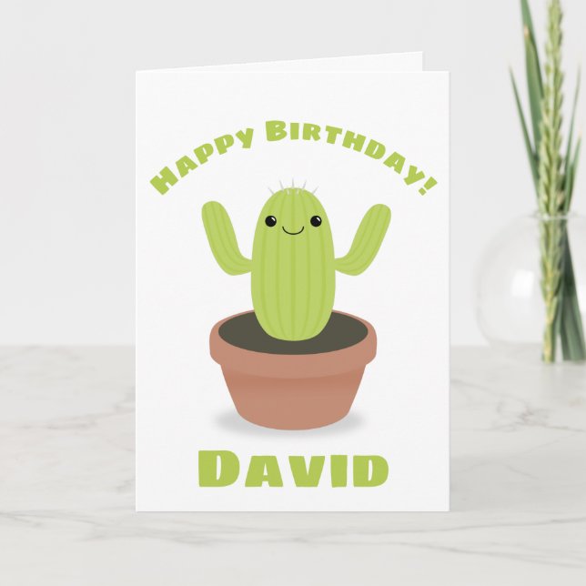 Happy Birthday Cactus Feiertagskarte (Vorderseite)