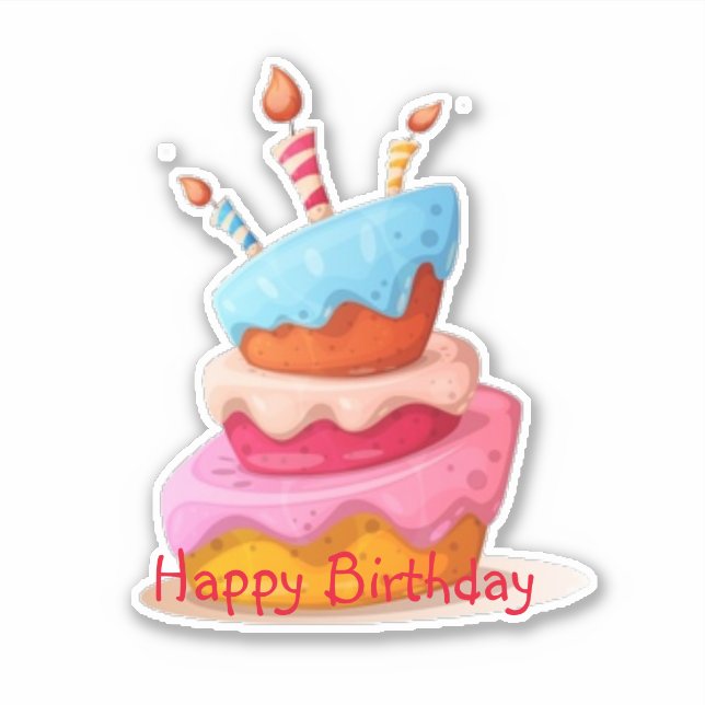 Happy Birthday cake Aufkleber (Vorderseite)