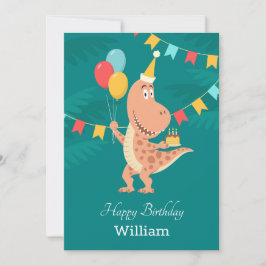 Happy Birthday Cake Balloon Niedlich Dinosaur Card