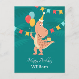 Happy Birthday Cake Balloon Niedlich Dinosaur Post Postkarte