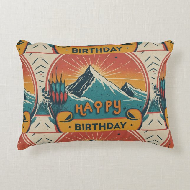 Happy Birthday Cake Brushed Dekokissen (Vorderseite)