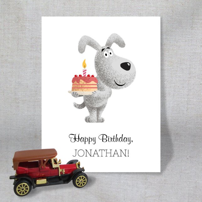 Happy Birthday Cake Candle Niedlich Funny Dog Welp Postkarte (Von Creator hochgeladen)