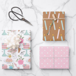 Happy Birthday Cake Candle und Spotty Pattern Geschenkpapier Set