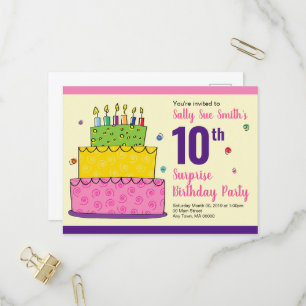 Happy Birthday Cake Candle Whimsical Einladung