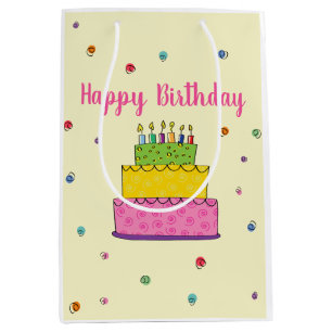 Happy Birthday Cake Candle Whimsical Mittlere Geschenktüte