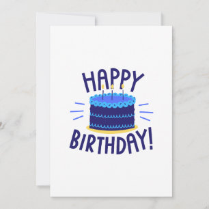 Happy Birthday Cake Card Blue Layers Einladung