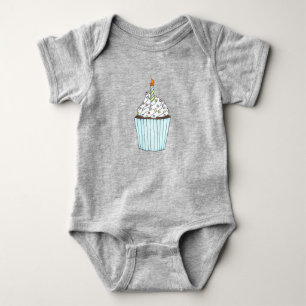 Happy Birthday Cake Cupcake Sprinkles Candle Baby Strampler