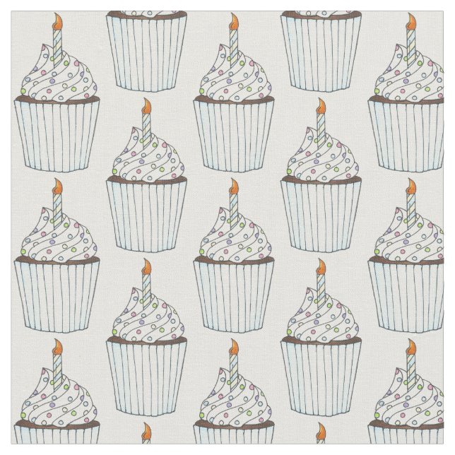 Happy Birthday Cake Cupcake Sprinkles Feier Stoff (Nahaufnahme)