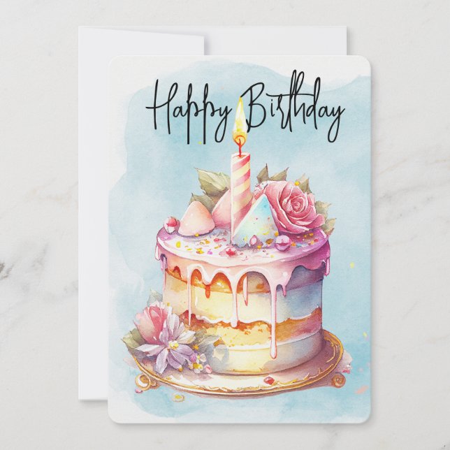 Happy Birthday Cake Feiertagskarte (Vorderseite)