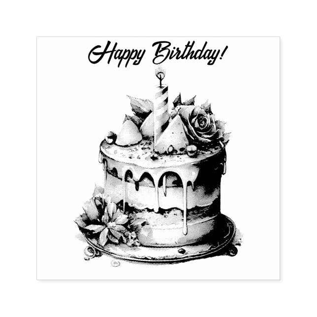 Happy Birthday Cake Kerzen Gummistempel (Prägung)