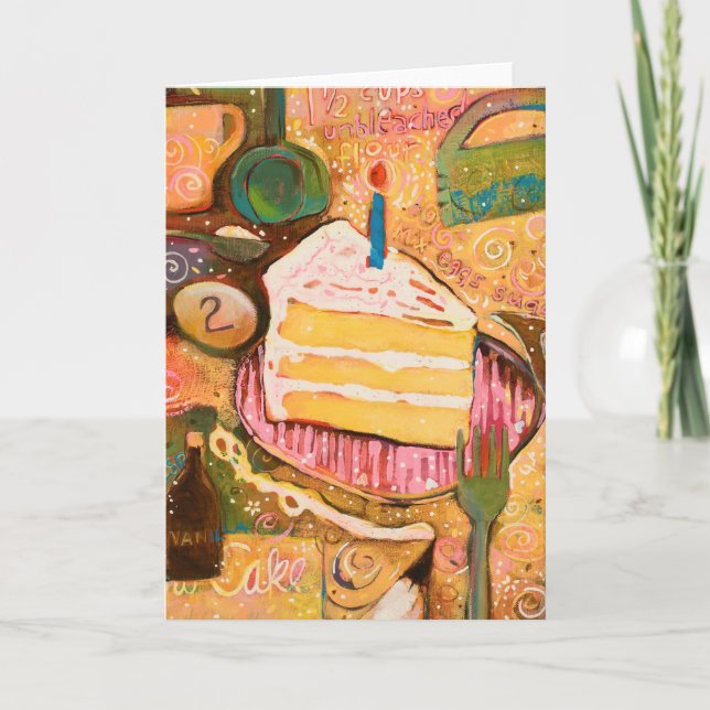 Happy Birthday Cake Painted Recipe Card (Vertikal) Karte (Vorderseite)