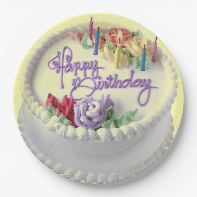 Happy Birthday Cake Pappteller (Vorderseite)