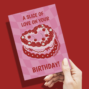 Happy Birthday Cake Postcard Herzkirschen Postkarte